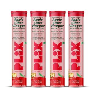 Plix Apple Cider Vinegar Effervescent Tablets (Apple Burst)  4 x 15 tabs, 4 x 15 tablets