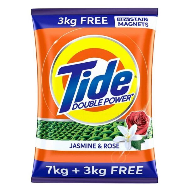 Tide Plus Double Power Detergent Powder Jasmine & Rose - with Free Detergent Powder - 7 kg + 3 kg