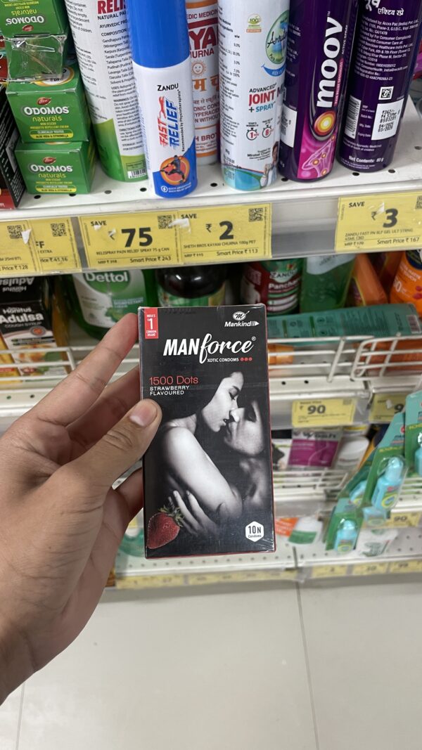 Manforce Xotic Extra Dotted Condom - Strawberry Flavour 1 pack (10 pieces)