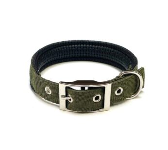 BearHugs Essential Dog Collar Padded with Lock (Black & Green)  Medium, 1 unit