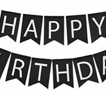 Happy Birthday Banner (Black) by Picfest 1 pc, 1 piece