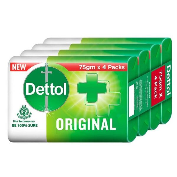 Dettol Original Bathing Bar Soap with 12 Hrs Germ Protection 4 soap